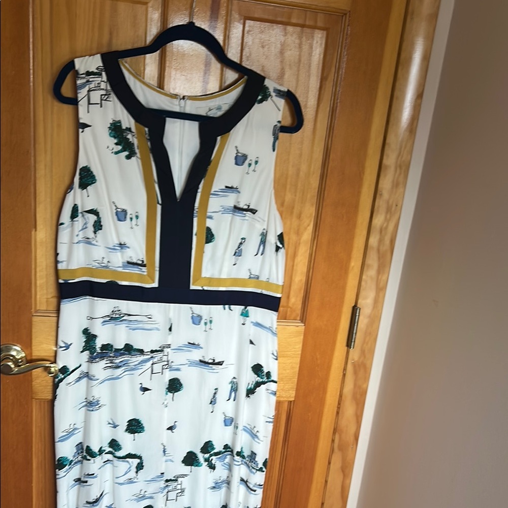 Boden Cream Sheath Midi Dress V-neck Sleeveless